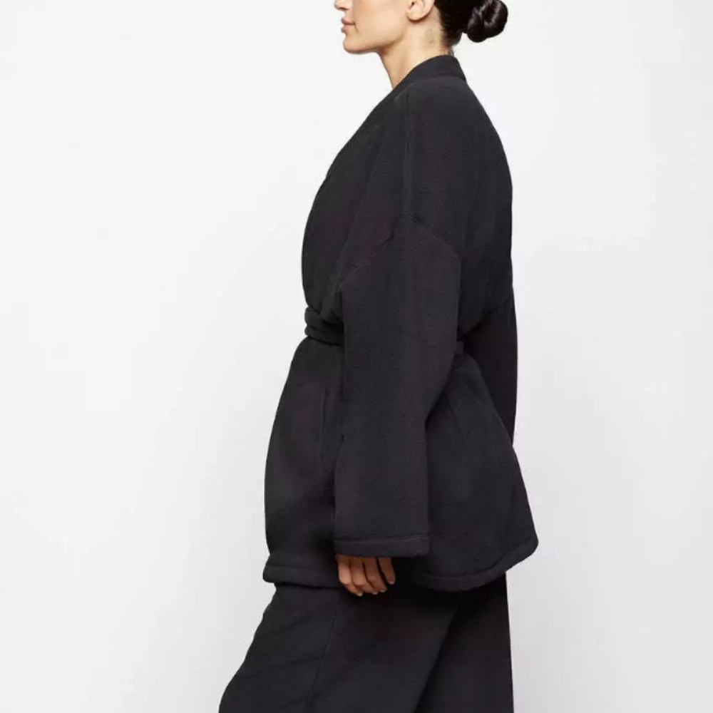 SKIMS by Kim Kardashian Fleece Wrap Belted Jacket - Picture 2 of 14